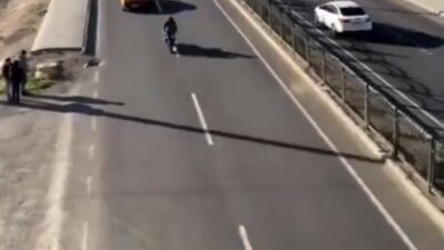 Mardin’in Kızıltepe ilçesinde, trafik güvenliğini tehlikeye atan bir motosiklet sürücüsü,