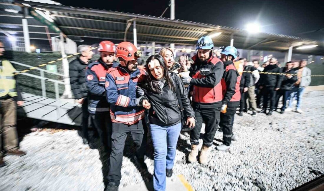 Menemen İZBAN İstasyonu’nda olası bir deprem durumunda raylı sistemlerdeki acil
