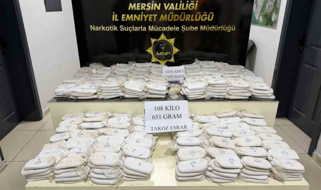Mersin Emniyet Müdürlüğü, Milli İstihbarat Teşkilatı’nın (MİT) işbirliğiyle gerçekleştirdiği uyuşturucu