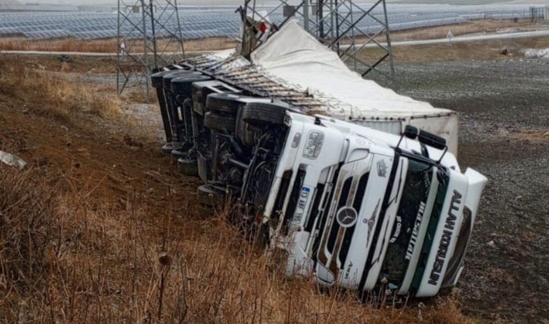 Muş’ta meydana gelen trafik kazasında seyrederken virajı alamayan bir tırın