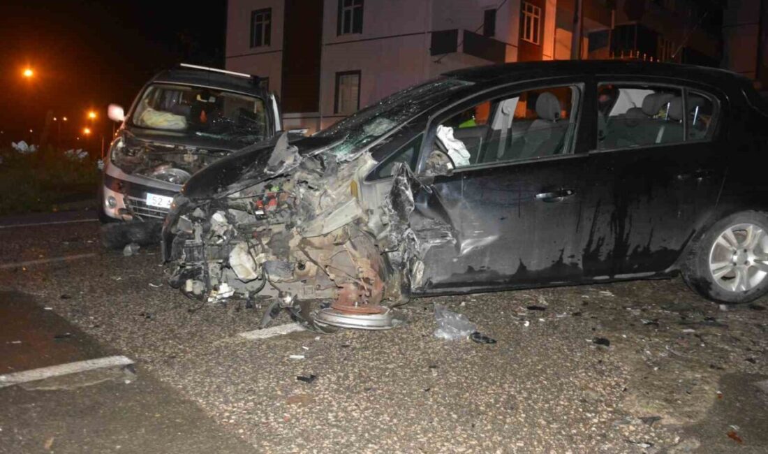 Ünye ilçesinde meydana gelen trafik kazasında hafif ticari araç ve