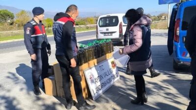 Köşk ilçesinde jandarmanın yol kontrolü sırasında bir otobüsün bagajında 25