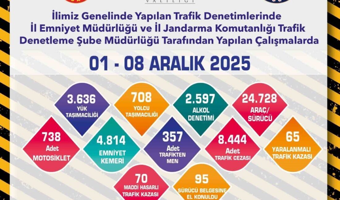 Eskişehir’de, İl Emniyet Müdürlüğü ve İl Jandarma Komutanlığı ekipleri, 1-8