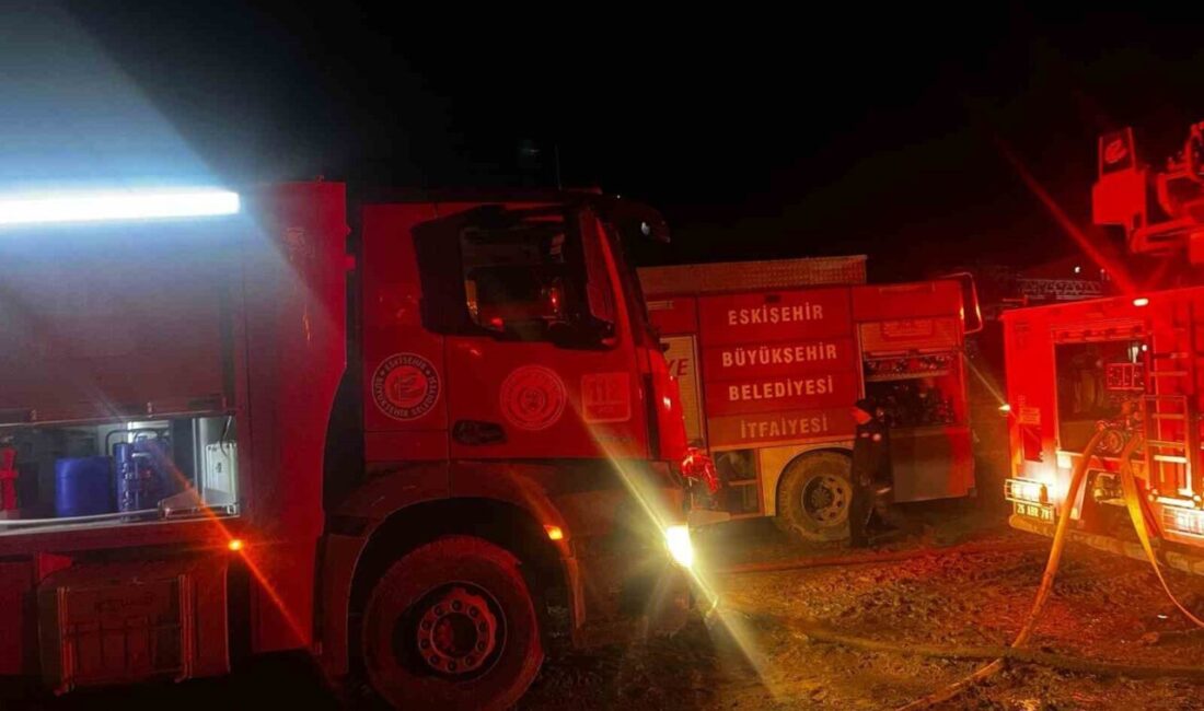 Alpu ilçesinde bulunan bir çiftlikte gece meydana gelen yangında binlerce