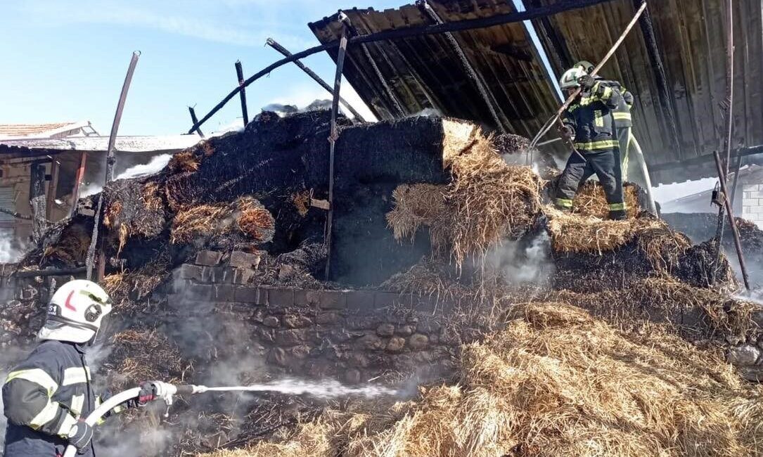 Denizli’nin Çameli ilçesinde samanlıkta başlayan yangın kısa süreli bir paniğe