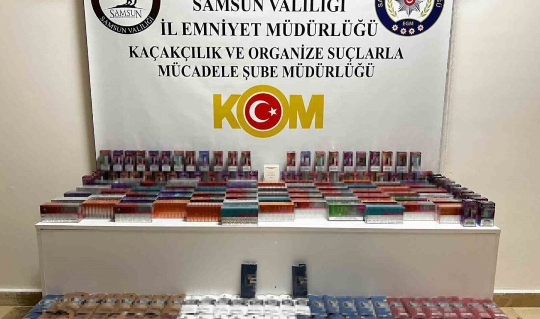 Samsun’da gerçekleştirilen operasyonda gümrük kaçağı tütün ve elektronik sigara ürünleri