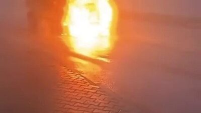 Besni ilçesinde seyir halindeki bir araç, bilinmeyen bir sebepten dolayı