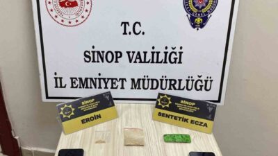 Sinop’ta Narkotik ekipleri tarafından gerçekleştirilen operasyonlarda, eroin, bonzai hammaddesi, skunk