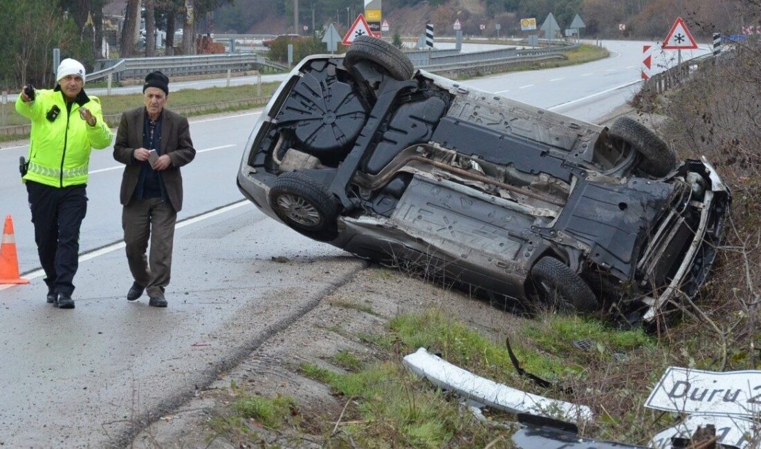 Amasya’da bir otomobilin takla atması sonucu sürücü, kullandığı emniyet kemeri