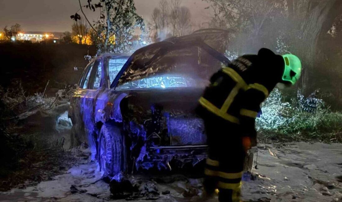 Akyazı ilçesindeki tarla içerisinde bulunan bir aracın alev alması sonucu