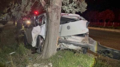 Ergene ilçesinde meydana gelen trafik kazasında, bir aracın kontrolünden çıkarak