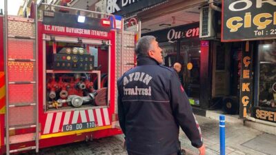 Aydın’ın Efeler ilçesinde bulunan bir apartmanın altındaki çiçekçide çıkan yangın,