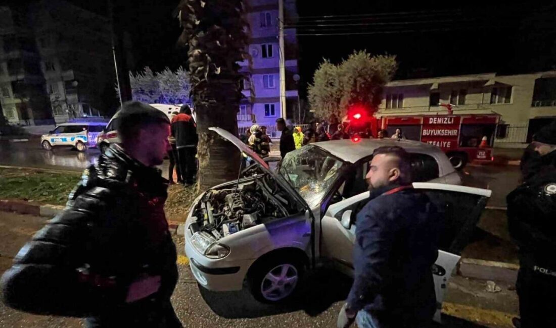 Denizli’nin Buldan ilçesinde, yağışın yolun kayganlaşmasına neden olduğu bir kaza,
