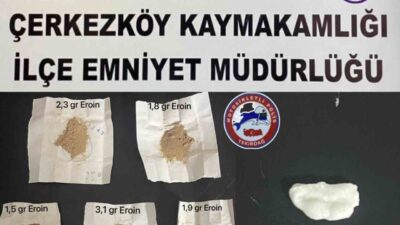 Çerkezköy ilçesinde Narkotik Suçlarla Mücadele ekipleri tarafından düzenlenen operasyonlarda çeşitli