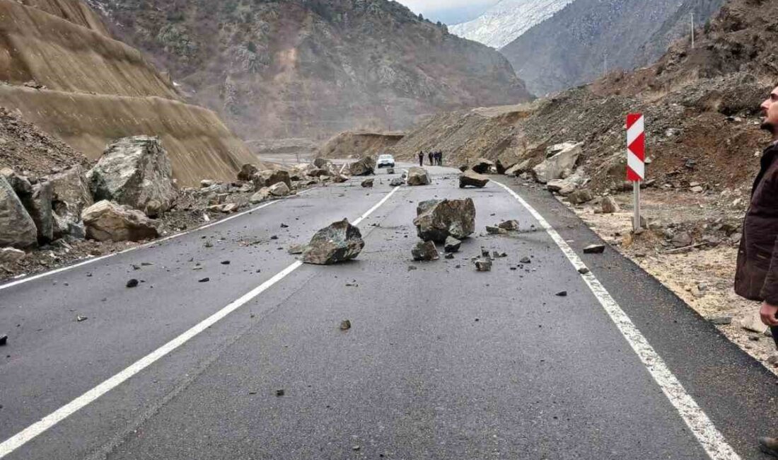 Artvin-Şavşat yolunda meydana gelen heyelan nedeniyle, ulaşım kısa bir süreliğine