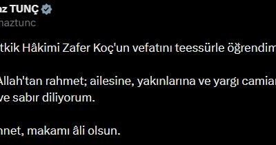 Adalet Bakanı Yılmaz Tunç, geçmiş olsun mesajı yayınladı ve Yargıtay