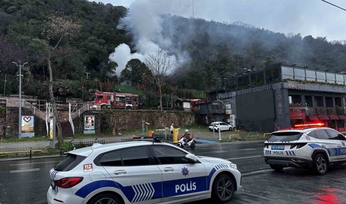 Kuruçeşme’deki bir restorantın arka kısmında çıkan yangın ormanlık alana yayılmadan