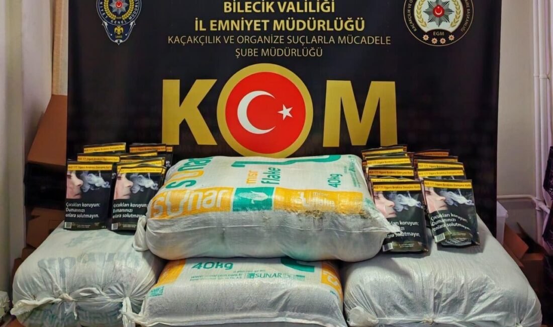 Bilecik’te icra edilen operasyonda 123 kilogram kaçak tütün ele geçirildi.