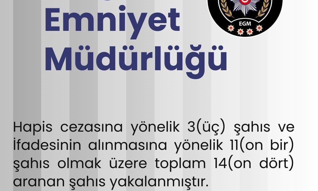 Bingöl Emniyet Müdürlüğü, son bir hafta içerisinde 14 aranan şüphelinin