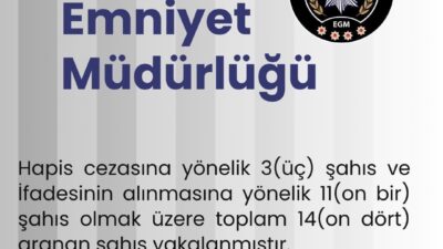 Bingöl Emniyet Müdürlüğü, son bir hafta içerisinde 14 aranan şüphelinin
