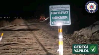 Edirne ilinde, Karaağaç Mahallesi Yüksek Hızlı Tren Köprüsü yakınlarında yol