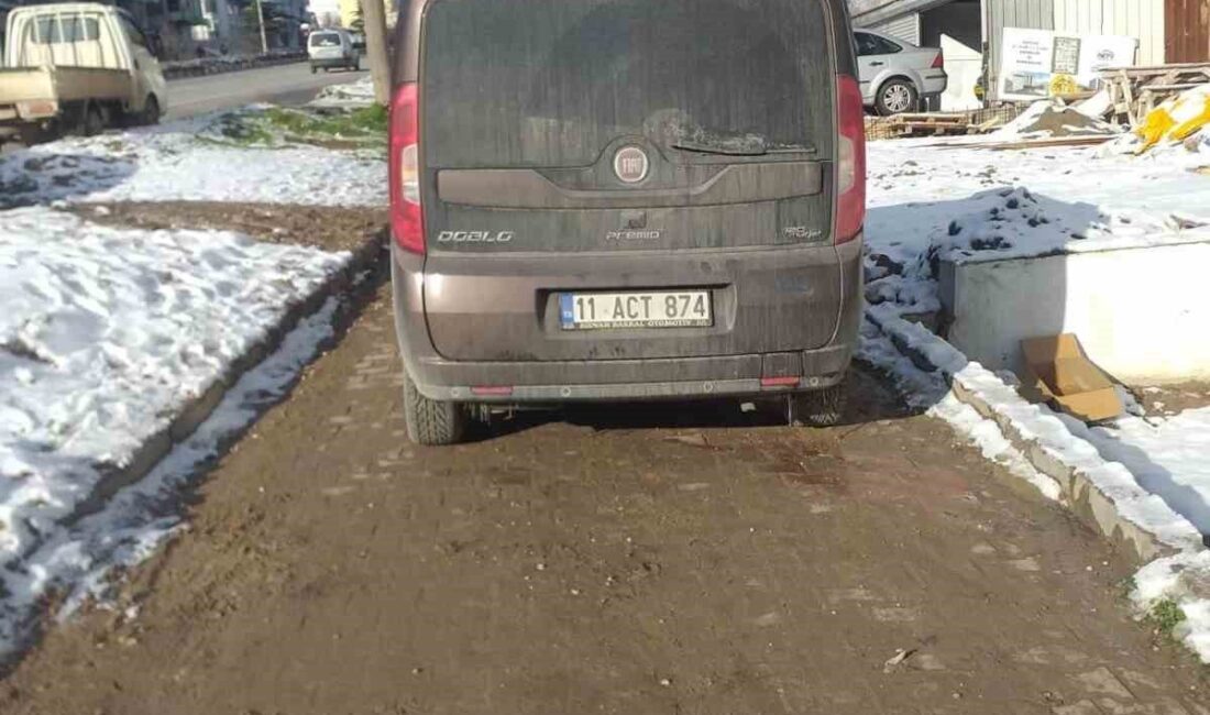 Bilecik’te yaya yoluna park eden sürücüler tepkilere neden oluyor. Bilecik