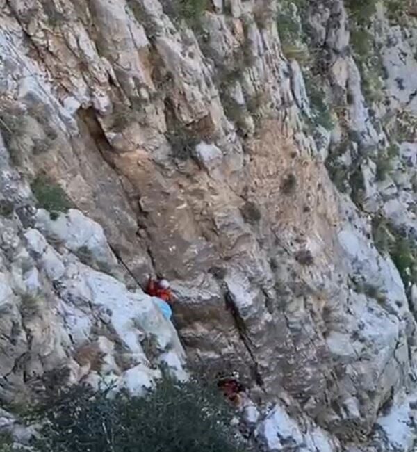 Fethiye ilçesinde bir keçi, kayalık alanda mahsur kaldıktan sonra MAG