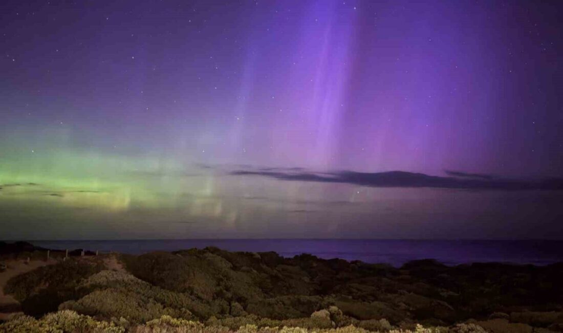 Son yaşanan güneş patlaması sonucu Avustralya’da görülen Aurora ışıkları, güneşin