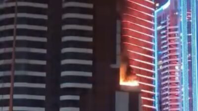Konak ilçesinde bulunan lüks bir binada meydana gelen yangın, çevre