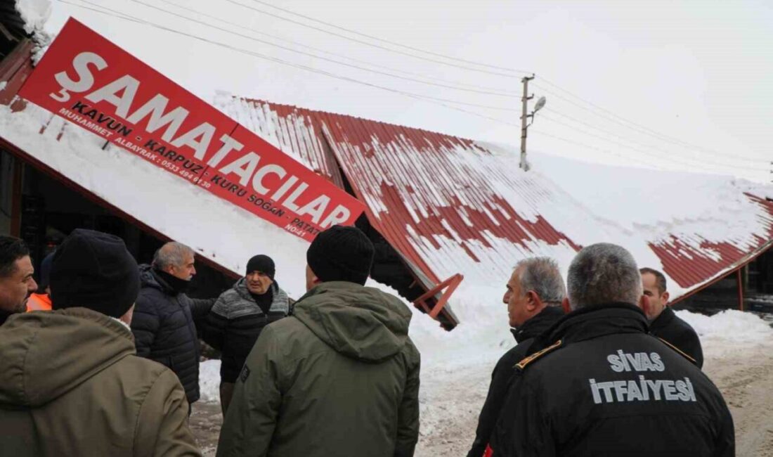 Sivas’ta şiddetli kar yağışının ardından toptan sebze halinde bulunan bazı