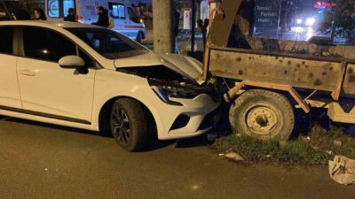 Bursa’nın İnegöl ilçesinde meydana gelen trafik kazasında, bir aracın diğer