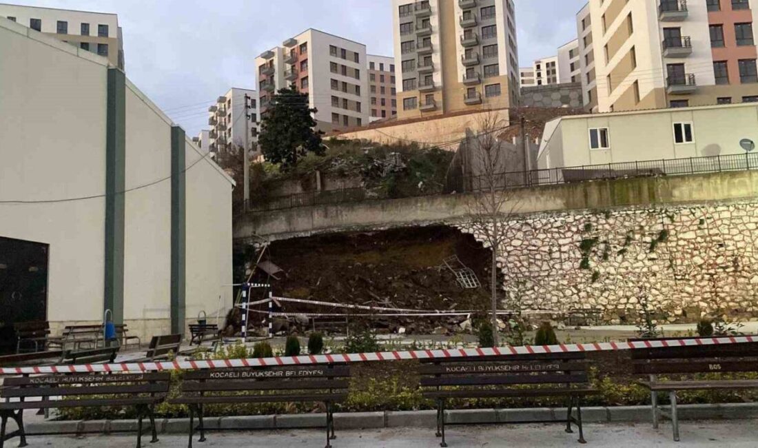 İzmit ilçesinde bir inşaat şantiyesinde bulunan 10 metre yüksekliğindeki istinat