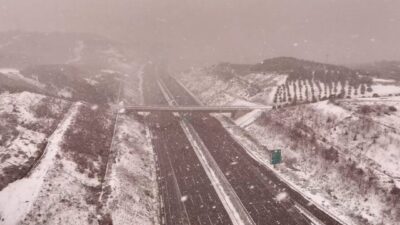 İstanbul’da, Kuzey Marmara Otoyolu Fener Tepe Mevkii’nde dronlar aracılığıyla çekilen
