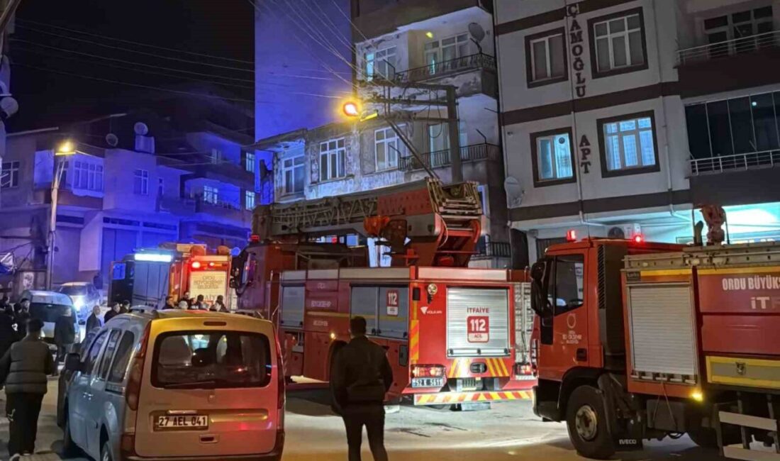 Ünye ilçesinde bir binanın bacasından yükselen yoğun dumanlar, itfaiye ekiplerini