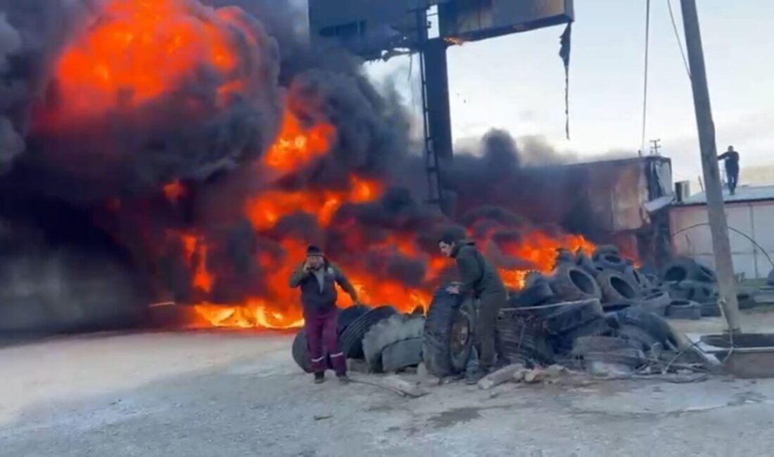 Silifke ilçesinde bulunan bir oto lastik dükkanında meydana gelen yangın
