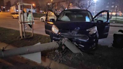 Edirne’de meydana gelen bir trafik kazasında, kontrolü kaybeden bir otomobilin
