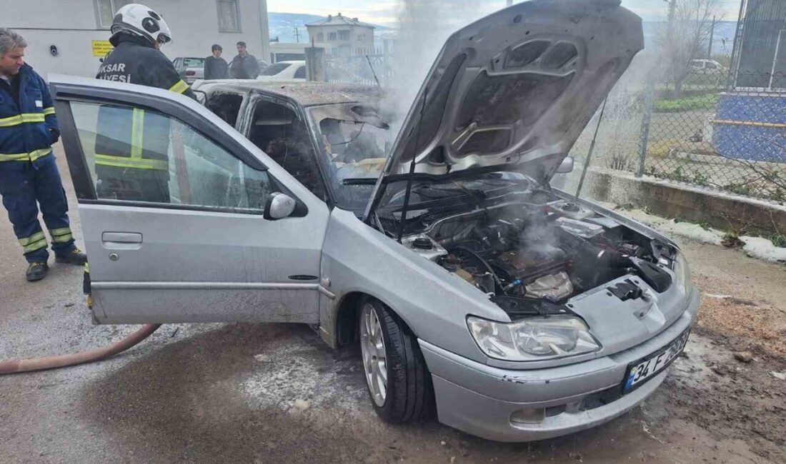 Niksar ilçesinde meydana gelen olayda, park halindeki bir araç alevlere