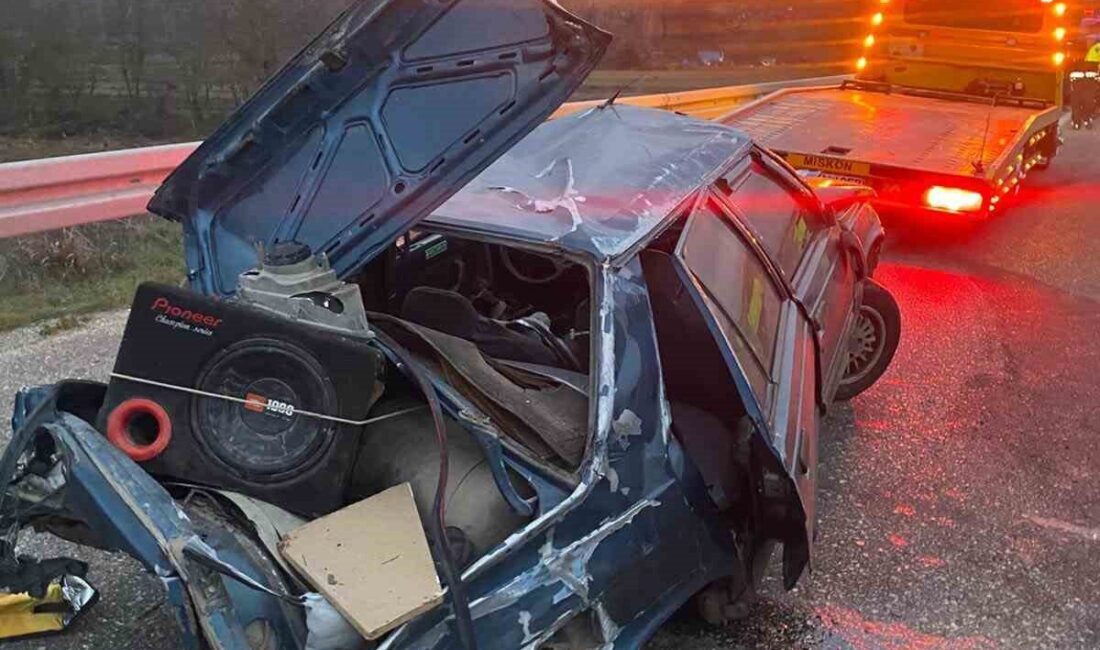 Kırklareli’nin Pınarhisar ilçesinde, bir otomobilin bariyerlere çarpması sonucu meydana gelen