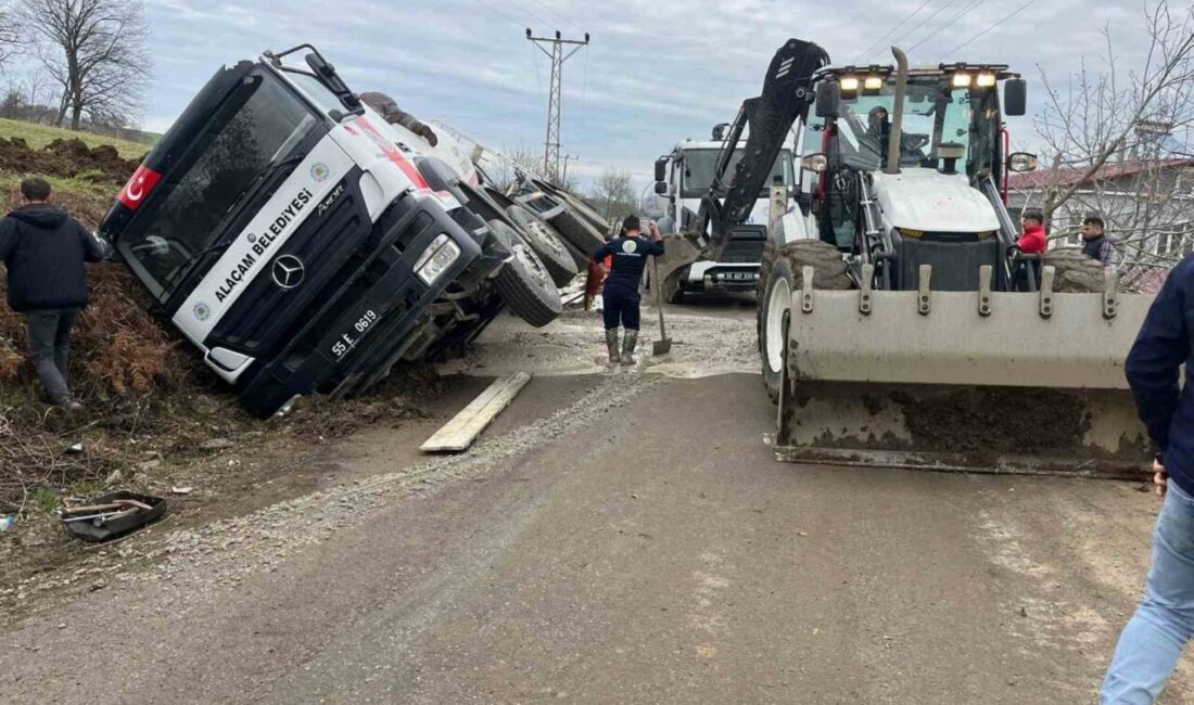 Alaçam ilçesinde yaşanan bir trafik kazasında, Alaçam Belediyesi’ne ait bir