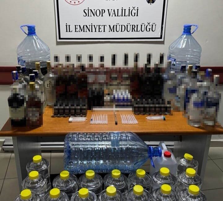 Sinop’ta düzenlenen operasyonda sahte alkol üretimi ve satışıyla ilgili faaliyetlere