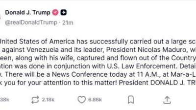 ABD Başkanı Donald Trump, ülkesinin Venezuela’ya düzenlediği operasyonu doğrulayarak, Venezuela