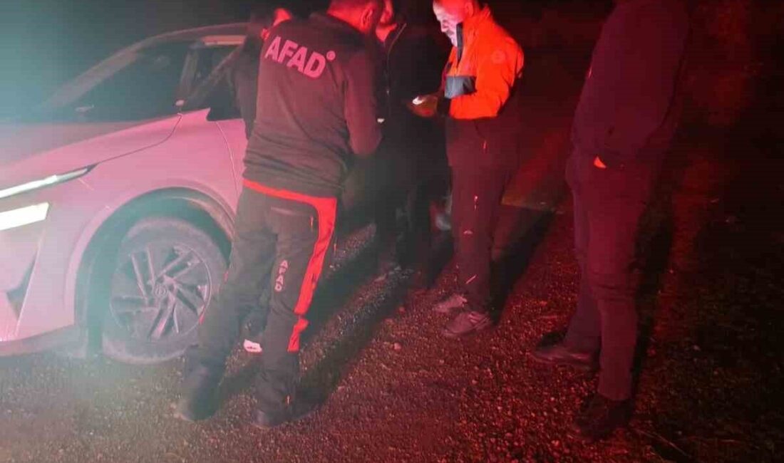 Hatay’ın Dörtyol ilçesinde bulunan Domuzdamı yaylasında karla kaplı yolda mahsur