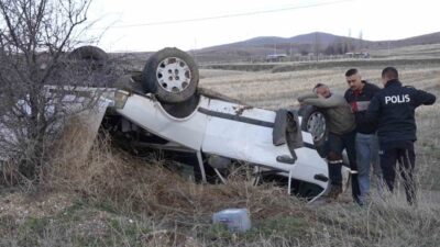 Kırıkkale’de meydana gelen trafik kazasında bir aracın takla atması sonucu