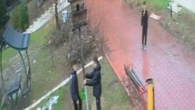 Adana’da bir çocuk grubunun parktaki kuş yuvasına zarar verirken görüntülendiği