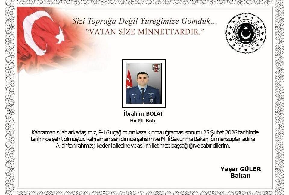 Balıkesir’de bir F-16 uçağının kaza kırıma uğraması sonucunda Hava Pilot