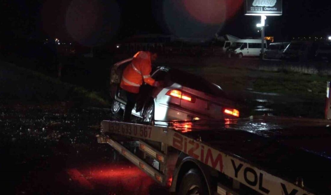 Balıkesir’de bir otomobilin kontrolünü kaybetmesi sonucu refüjdeki bir direğe çarpmasıyla