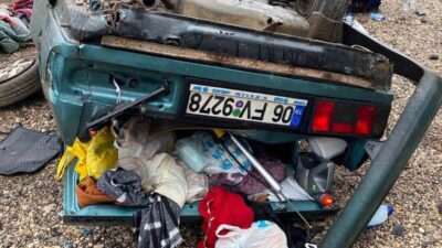 Gerede ilçesinde meydana gelen trafik kazasında bir araç kontrolden çıkarak