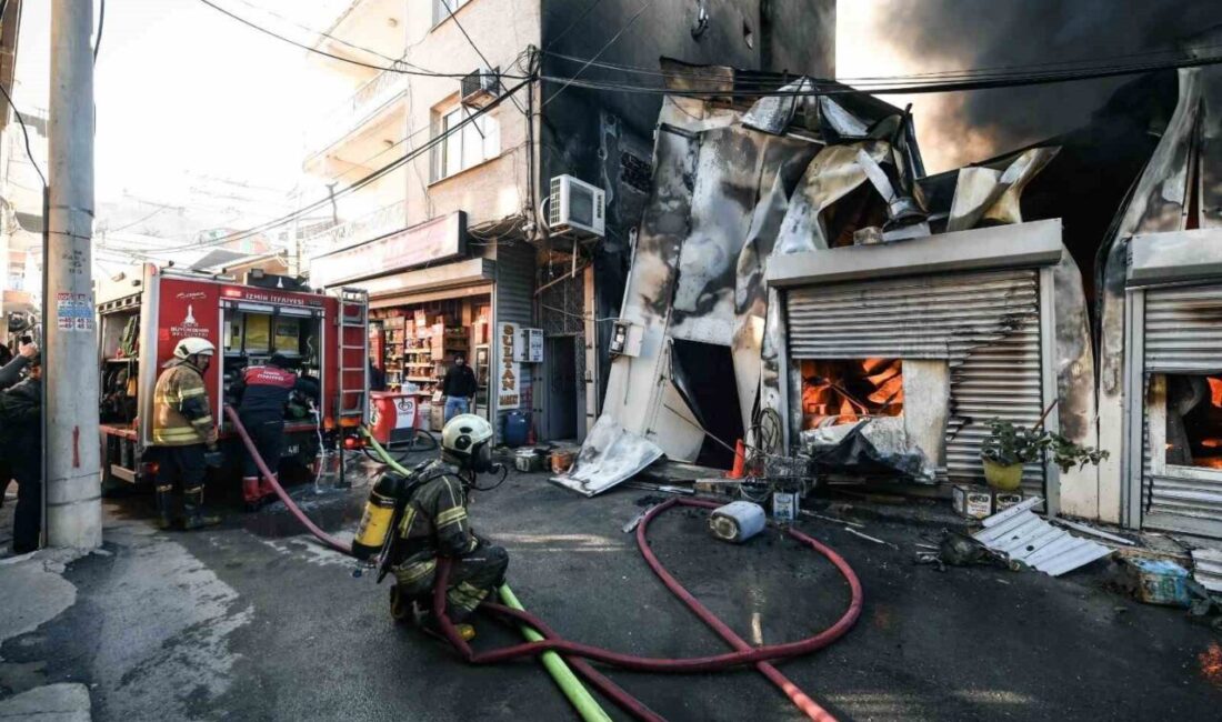 Buca ilçesindeki bir yoğurt üretim işletmesinde çıkan yangın, itfaiye ekiplerinin