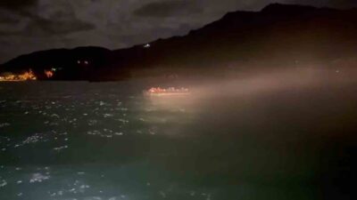 Çanakkale’nin Ayvacık ilçesi açıklarında Sahil Güvenlik Komutanlığı tarafından bir lastik