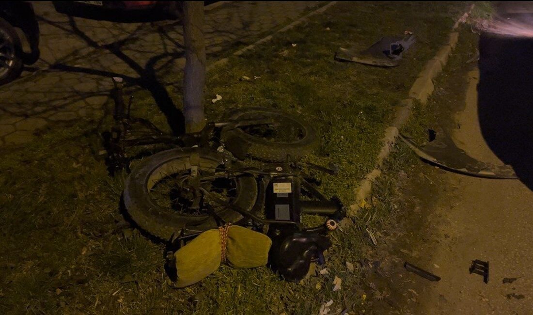 Eskişehir’de bir otomobil, ara sokaktan aniden çıkan bisiklete çarptı ve
